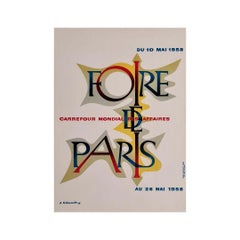 Poster originale del 1958 di A&M. Cassandre per la Foire de Paris