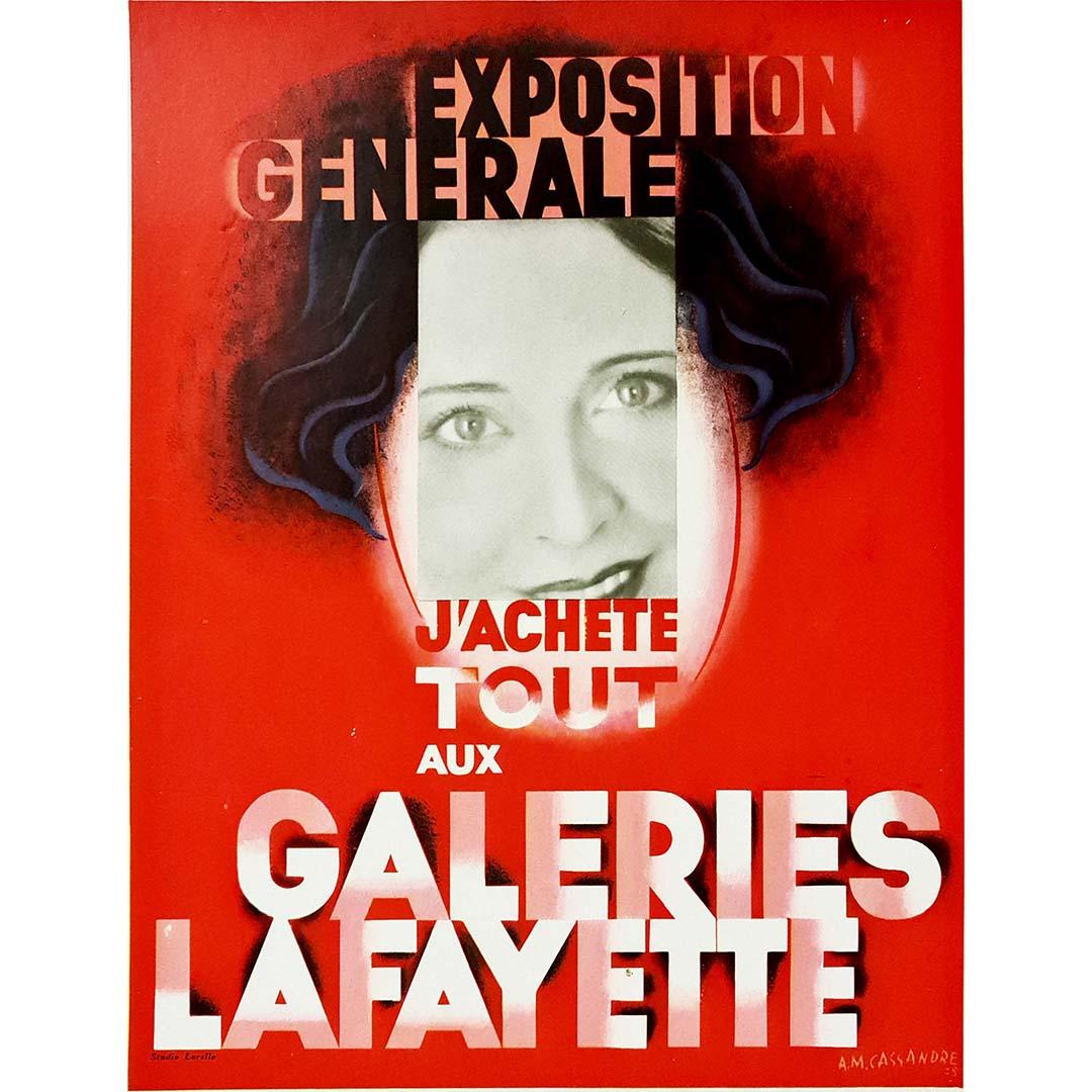 Belle affiche de Cassandre en 1928 pour l'Exposition Générale aux Galeries Lafayette. 
Cassandre, pseudonyme d'Adolphe Jean Marie Mouron, 🇺🇦 & 🇫🇷 (1901-1968) est un graphiste, affichiste, décorateur de théâtre, lithographe, peintre et typographe