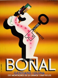 Cartel Publicitario Original Vintage Bonal Aperitivo Bebida AM Cassandre Art Deco