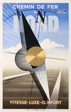 Original Vintage Chemin de Fer du Nord A.M. Cassandre Poster 1929 Selten