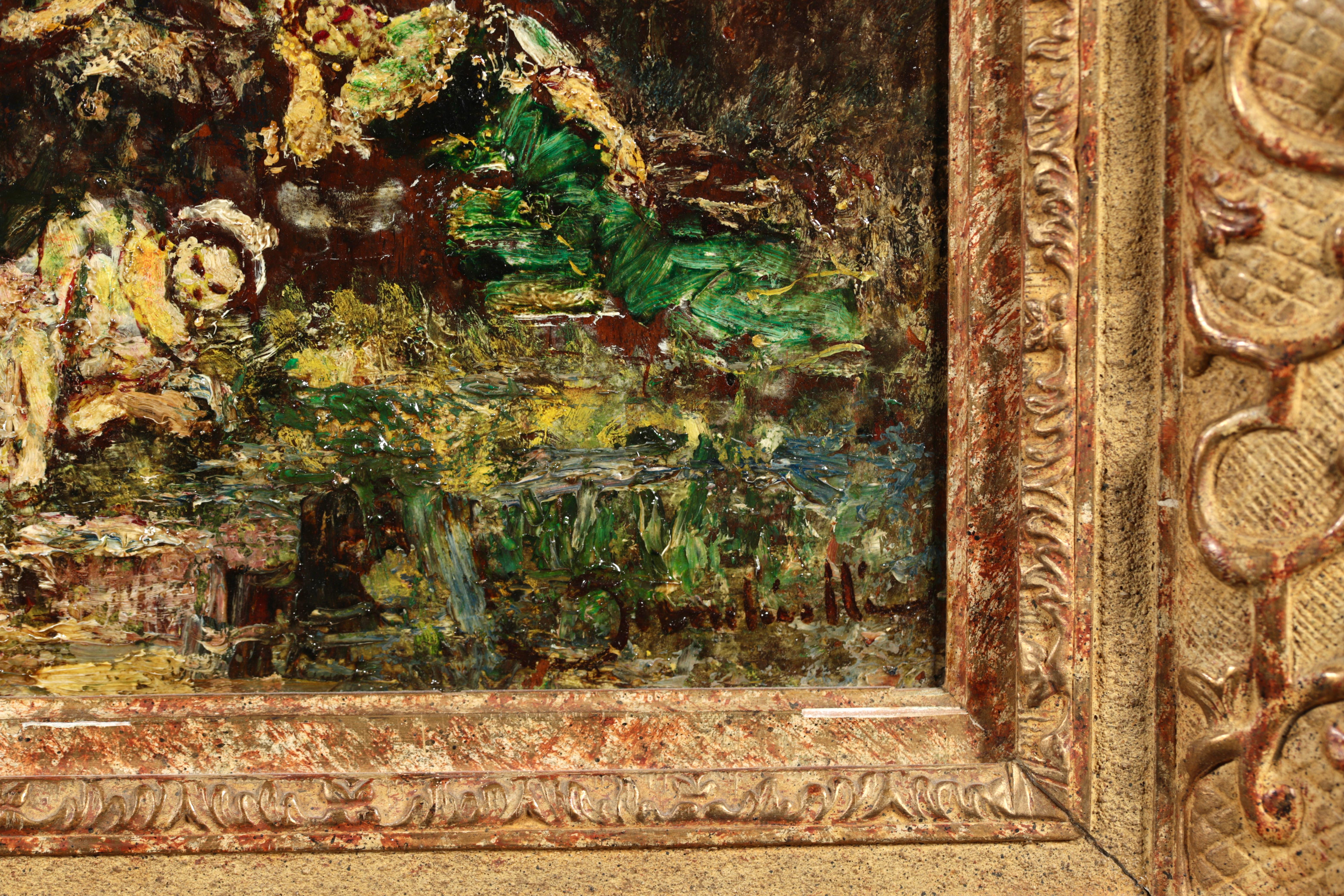 Picking Violets - Huile impressionniste, Figures in Landscape d'Adolphe Monticelli en vente 5