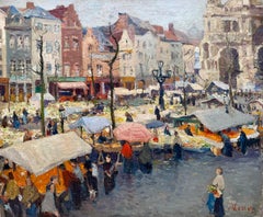 «Mercado en la plaza Sainte-Catherine, Bruselas, 1930» Adolphe Keller (1880-1968)