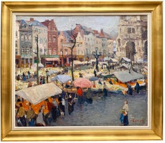 «Mercado en la plaza Sainte-Catherine, Bruselas, 1930» Adolphe Keller (1880-1968)