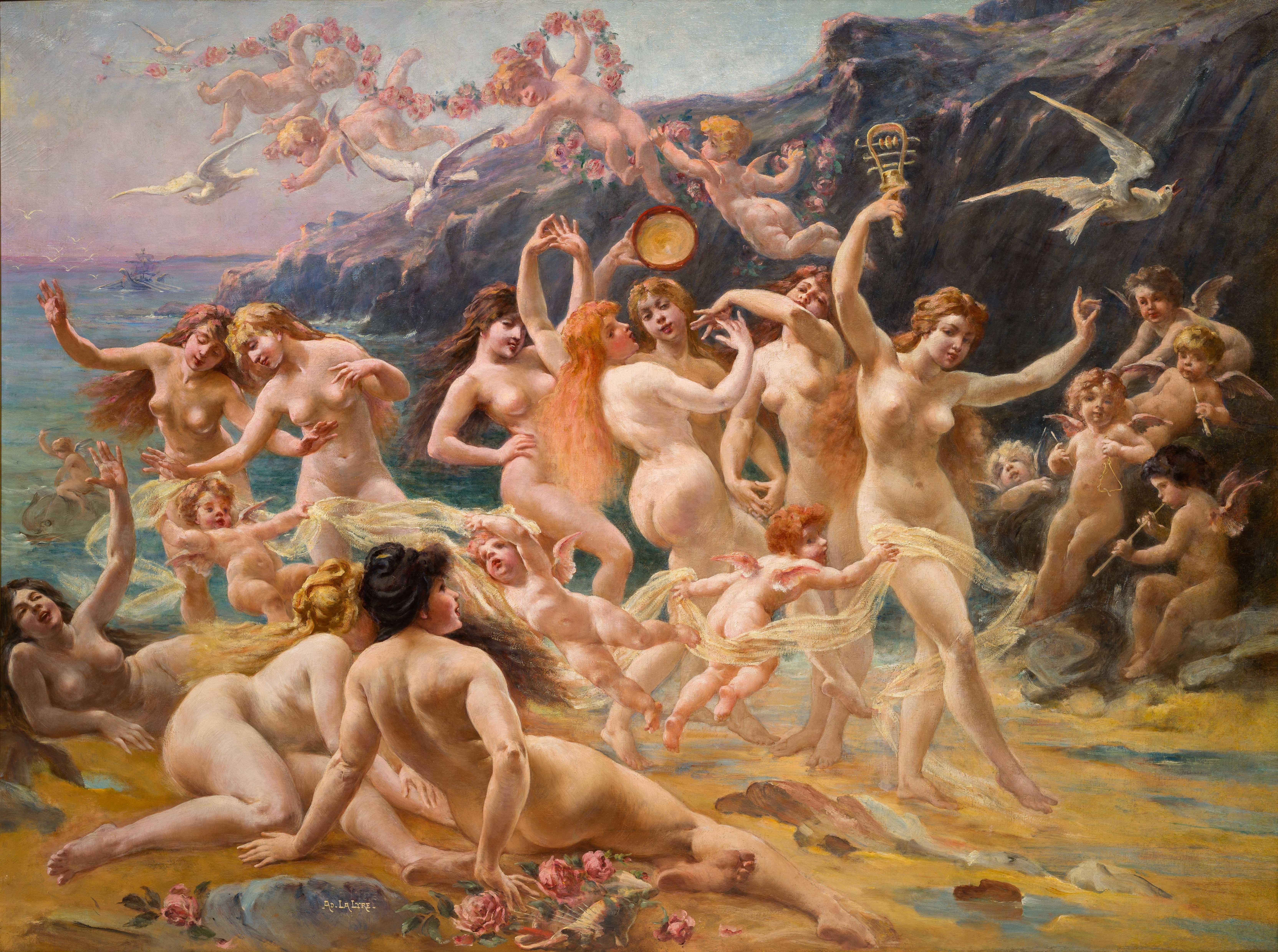 Adolphe Lalyre  Nude Painting - La Danse des Sirènes