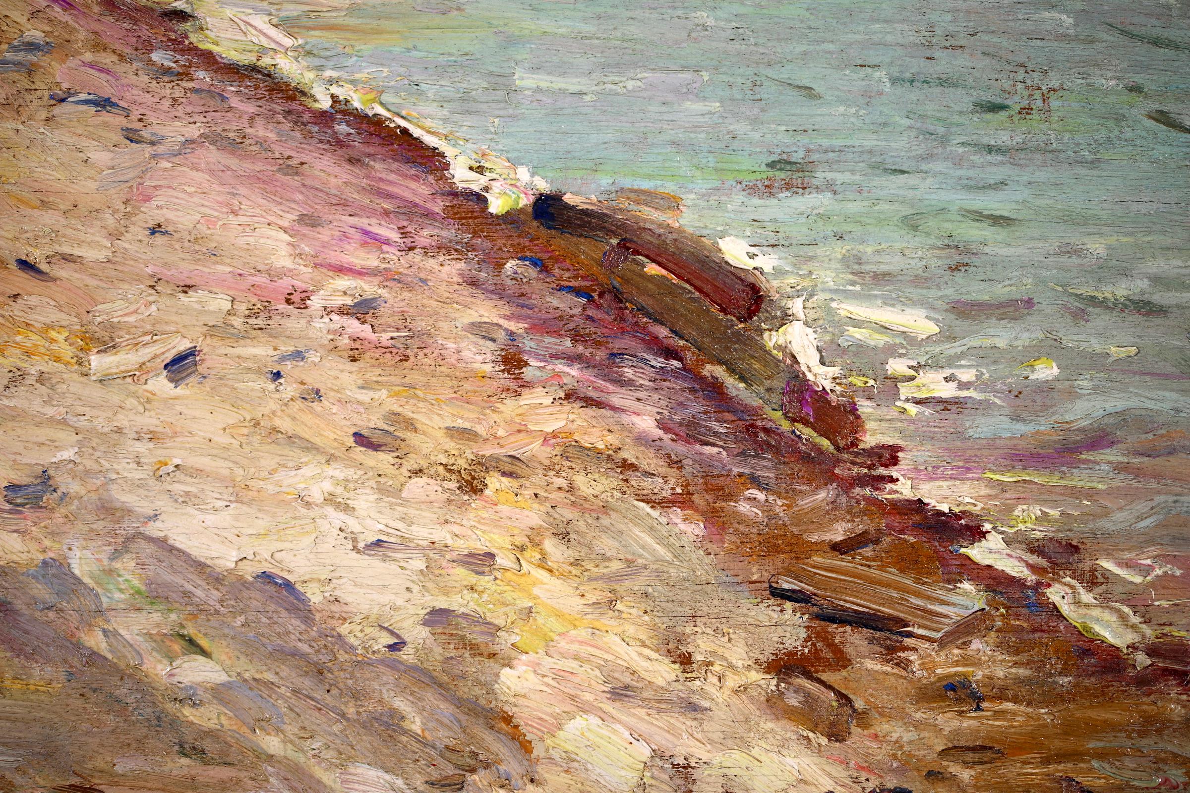Enfants sur la Plage - Peinture à l'huile de paysage post-impressionniste - Adolphe Louis Gaussen 9
