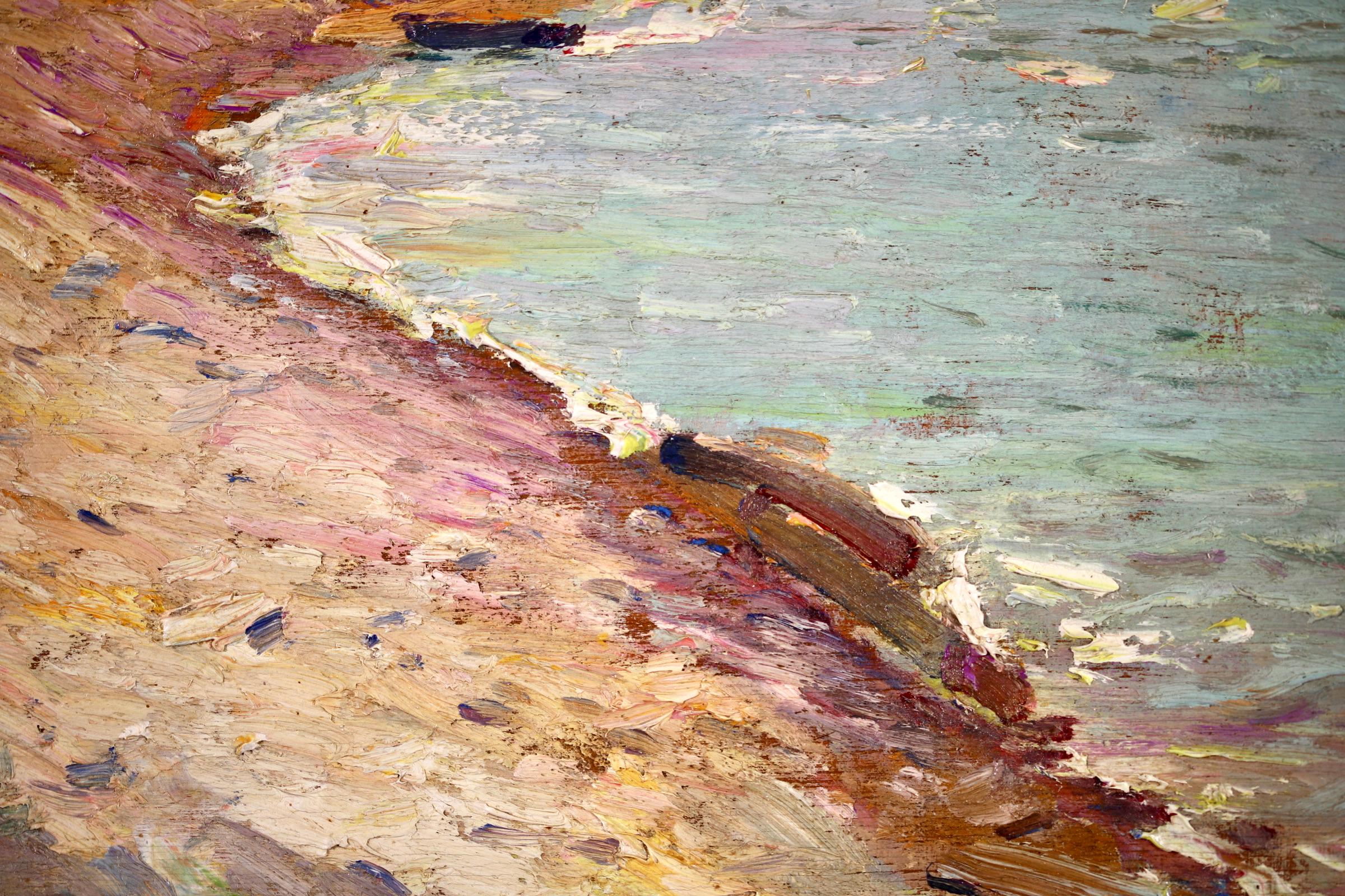 Enfants sur la Plage - Peinture à l'huile de paysage post-impressionniste - Adolphe Louis Gaussen 6