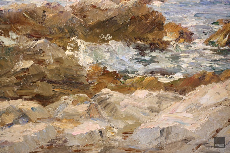 Environs de Marseille - Post Impressionist Sea Landscape Oil by Adolphe Gaussen For Sale 1
