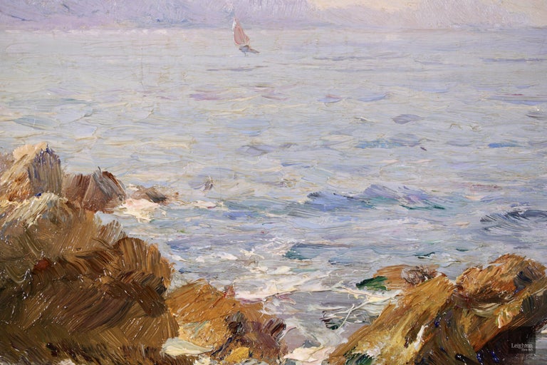 Environs de Marseille - Post Impressionist Sea Landscape Oil by Adolphe Gaussen For Sale 4
