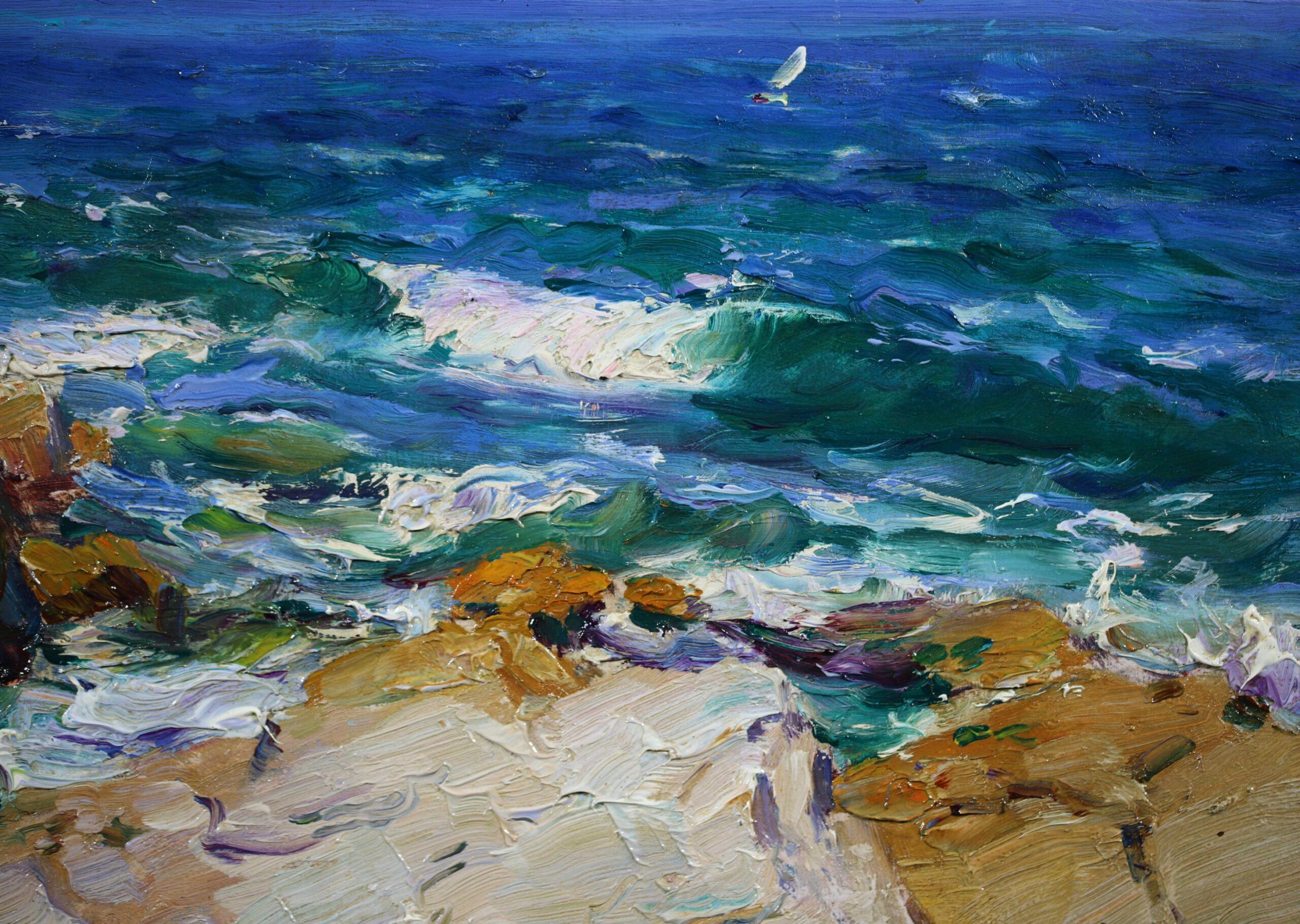 La Cote de Marseille - Post Impressionist Sea Landscape Oil by Louis Gaussen For Sale 6