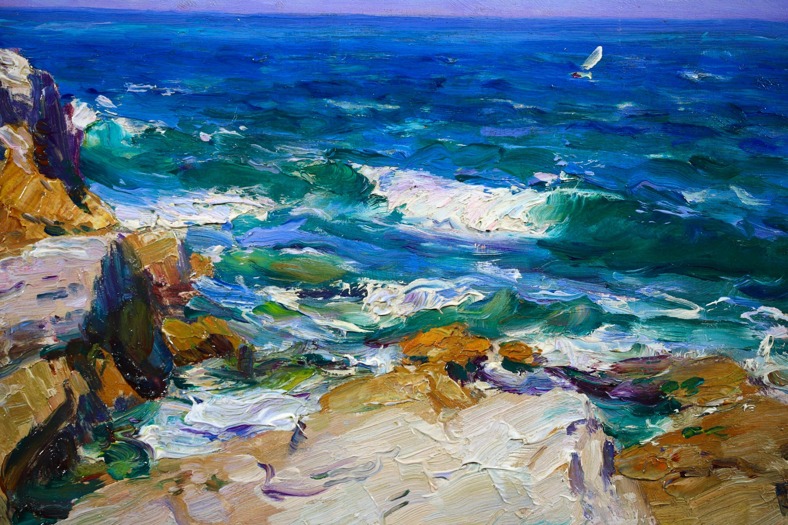 La Cote de Marseille - Paysage maritime post-impressionniste Huile de Louis Gaussen en vente 2