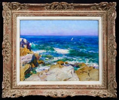 La Cote de Marseille - Post Impressionist Sea Landscape Oil by Louis Gaussen