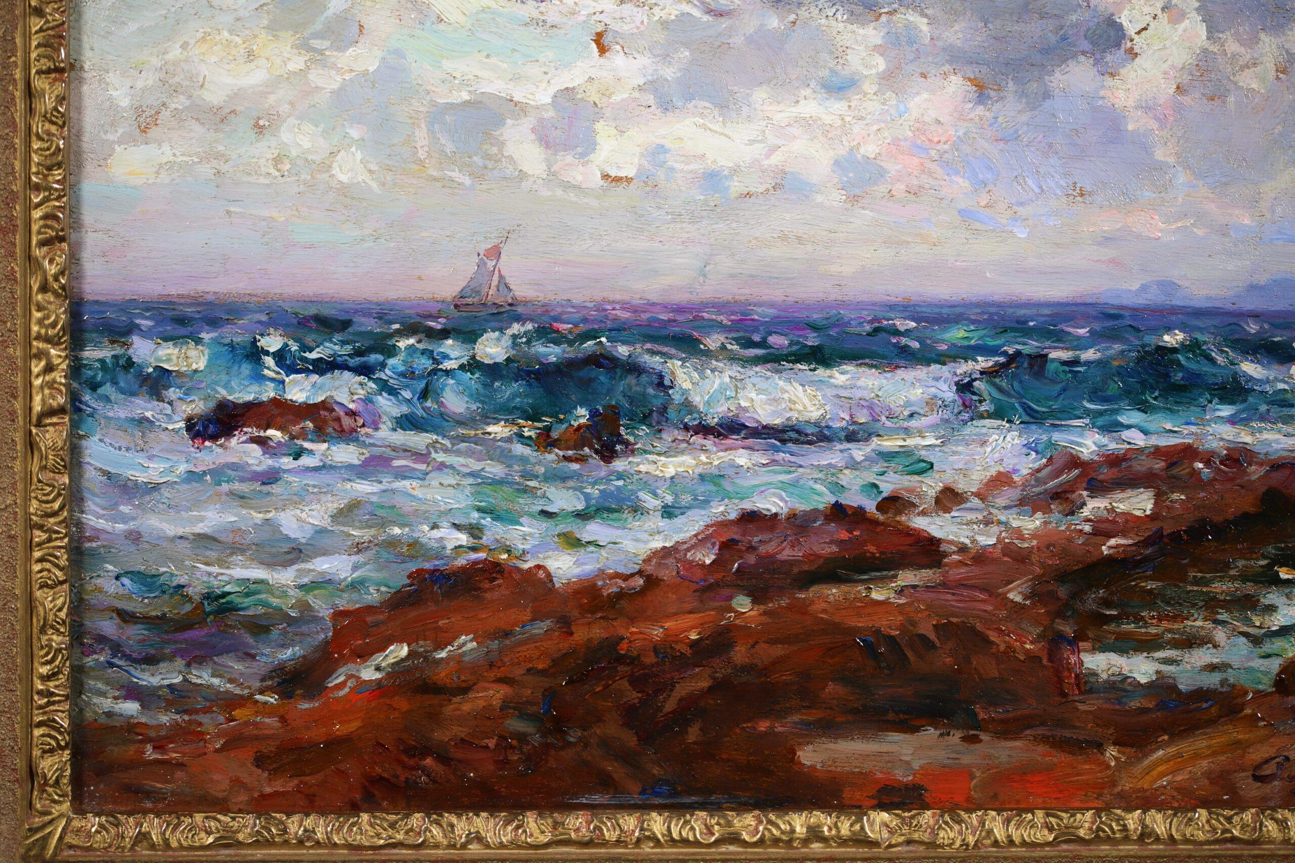 La Pointe-Rouge - Post Impressionist Sea Landscape Oil by Louis Gaussen For Sale 1