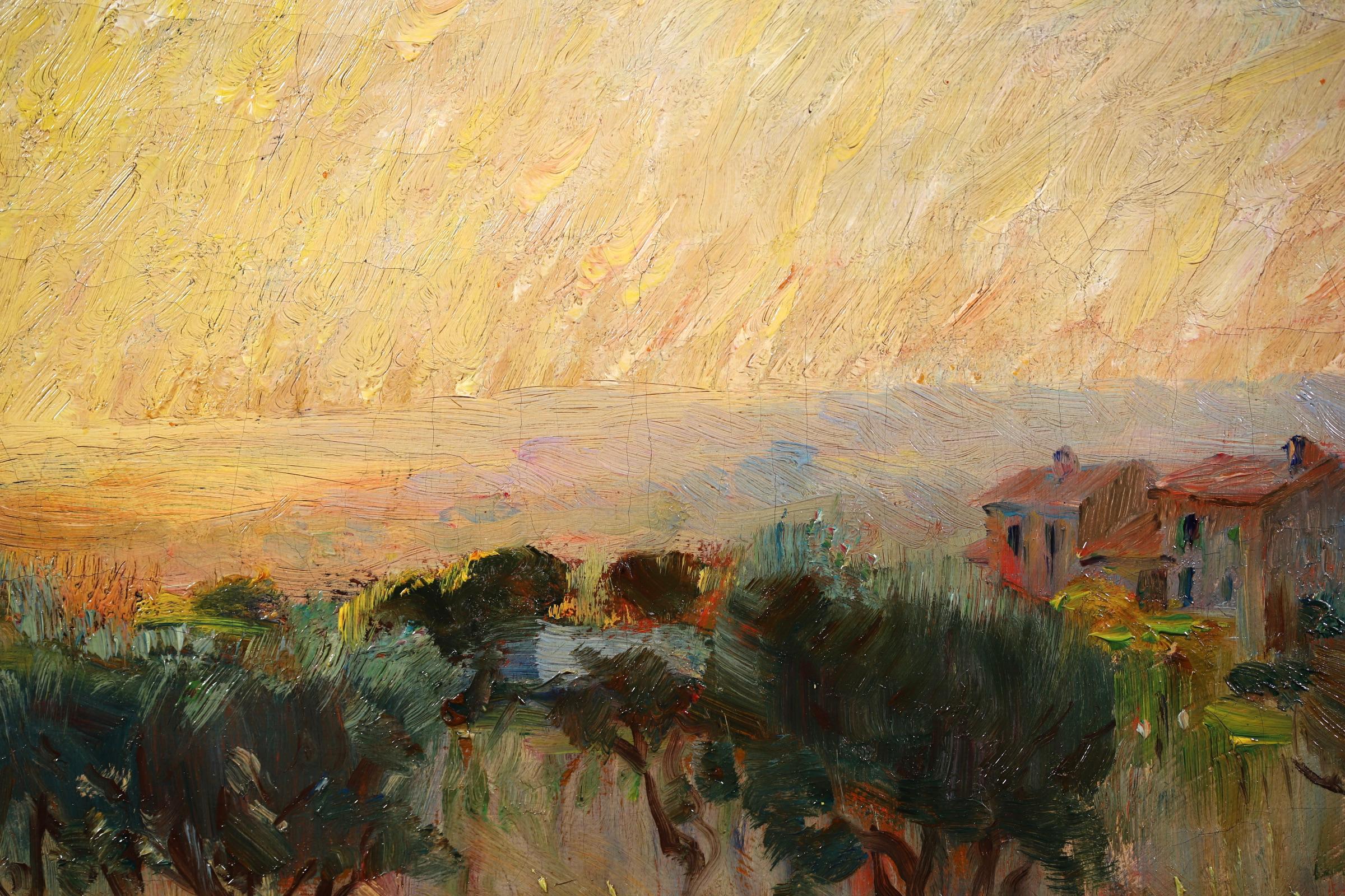 Soleil Couchant - Post Impressionist Landscape Oil by Adolphe Louis Gaussen 8