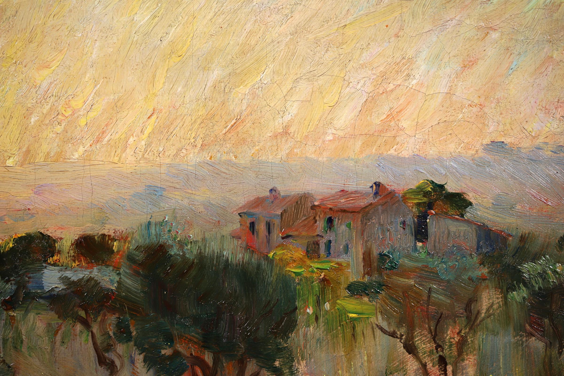 Soleil Couchant - Post Impressionist Landscape Oil by Adolphe Louis Gaussen 9