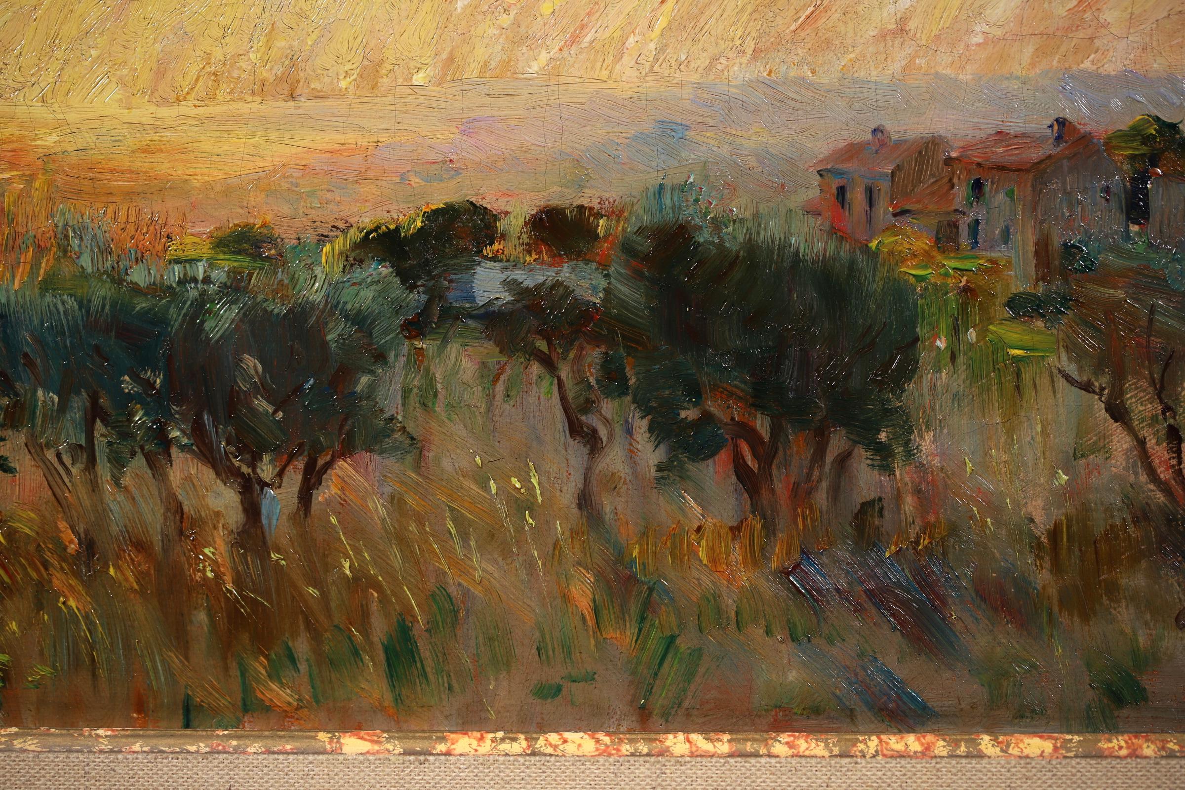 Soleil Couchant - Post Impressionist Landscape Oil by Adolphe Louis Gaussen 2