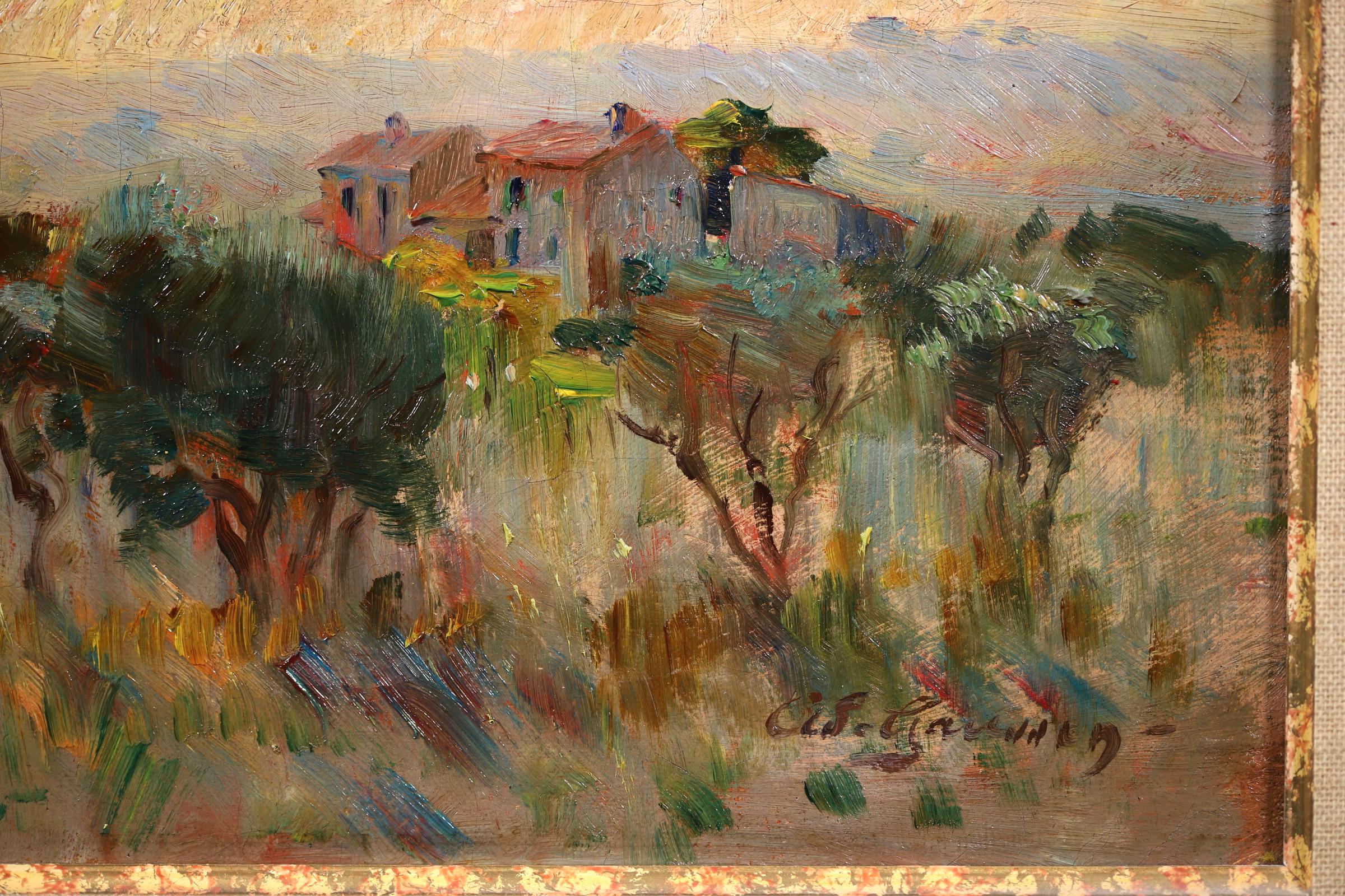 Soleil Couchant - Post Impressionist Landscape Oil by Adolphe Louis Gaussen 3