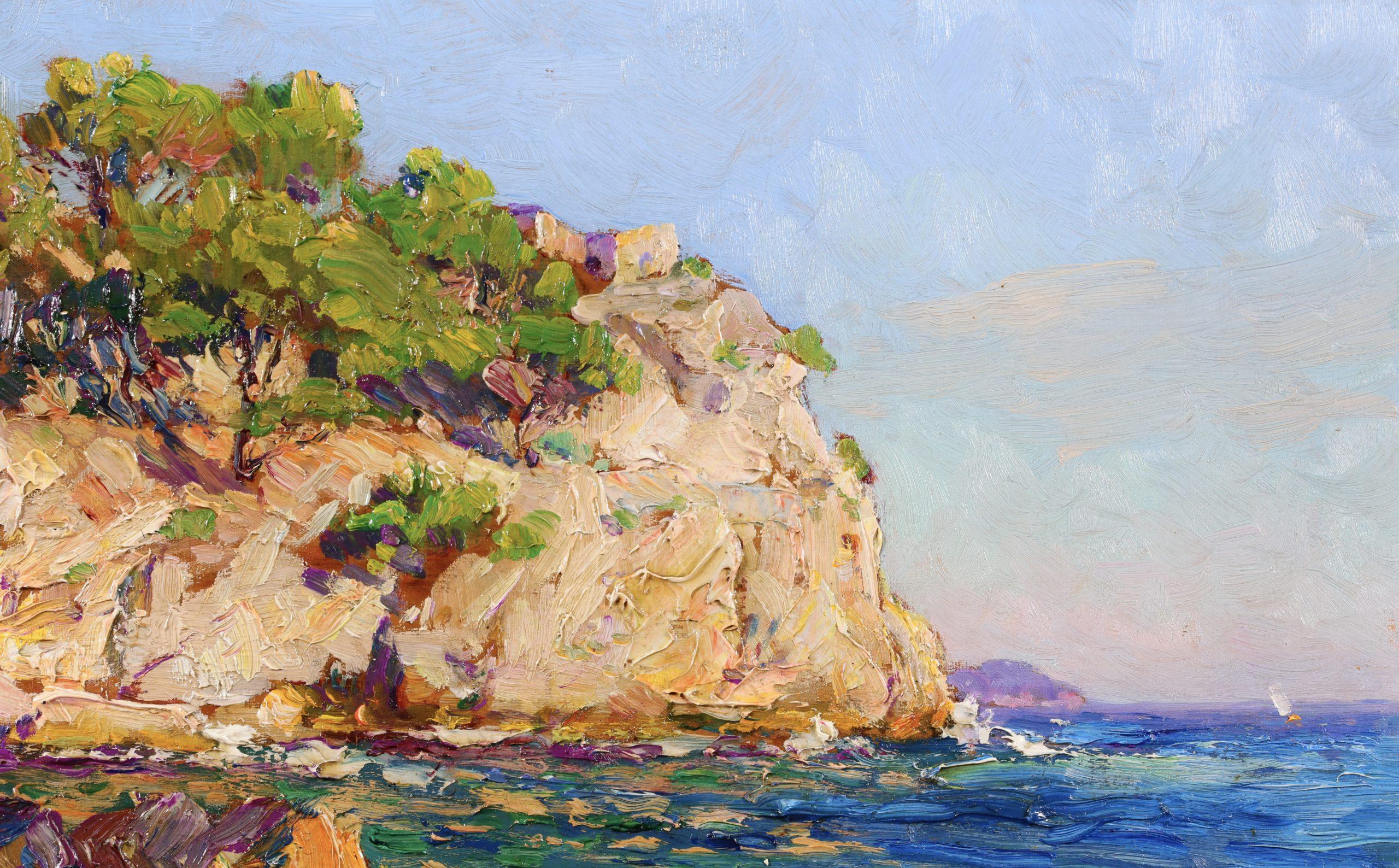 Sur la cote rocheuse - Paesaggio marino post impressionista di Adolphe Louis Gaussen 10