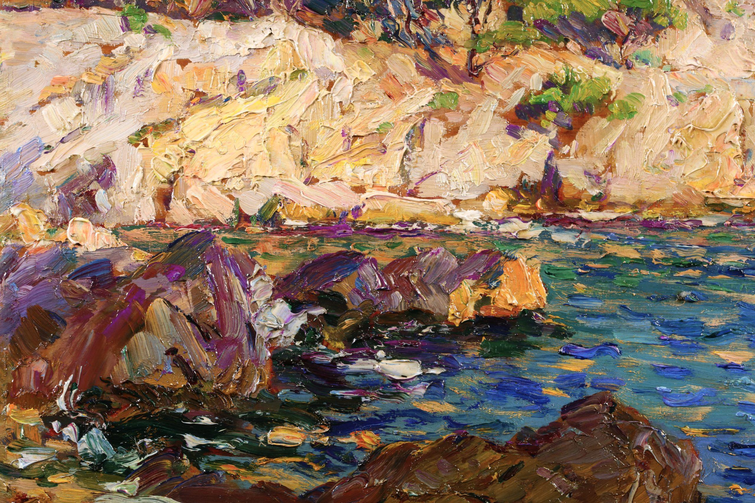 Sur la cote rocheuse - Paesaggio marino post impressionista di Adolphe Louis Gaussen 6