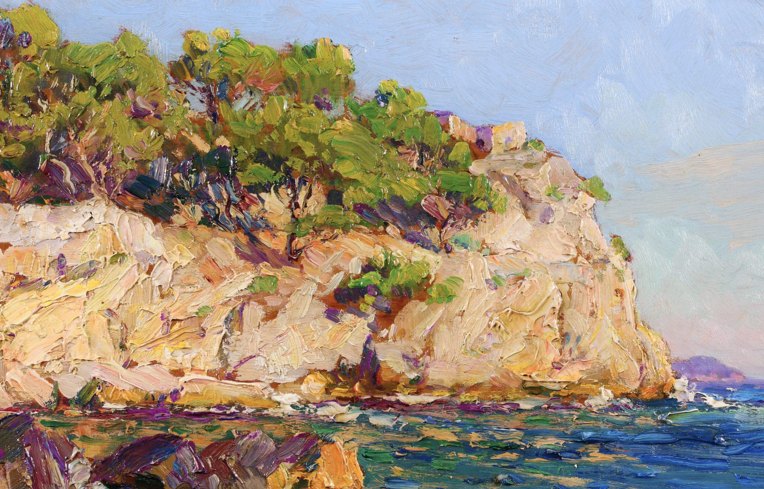 Sur la cote rocheuse - Paesaggio marino post impressionista di Adolphe Louis Gaussen 8