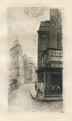 Original-Radierung „Angles sur la Rue St. Roch, Paris“