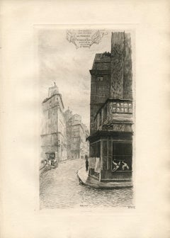 "Angles sur la Rue St. Roch, Paris" original etching