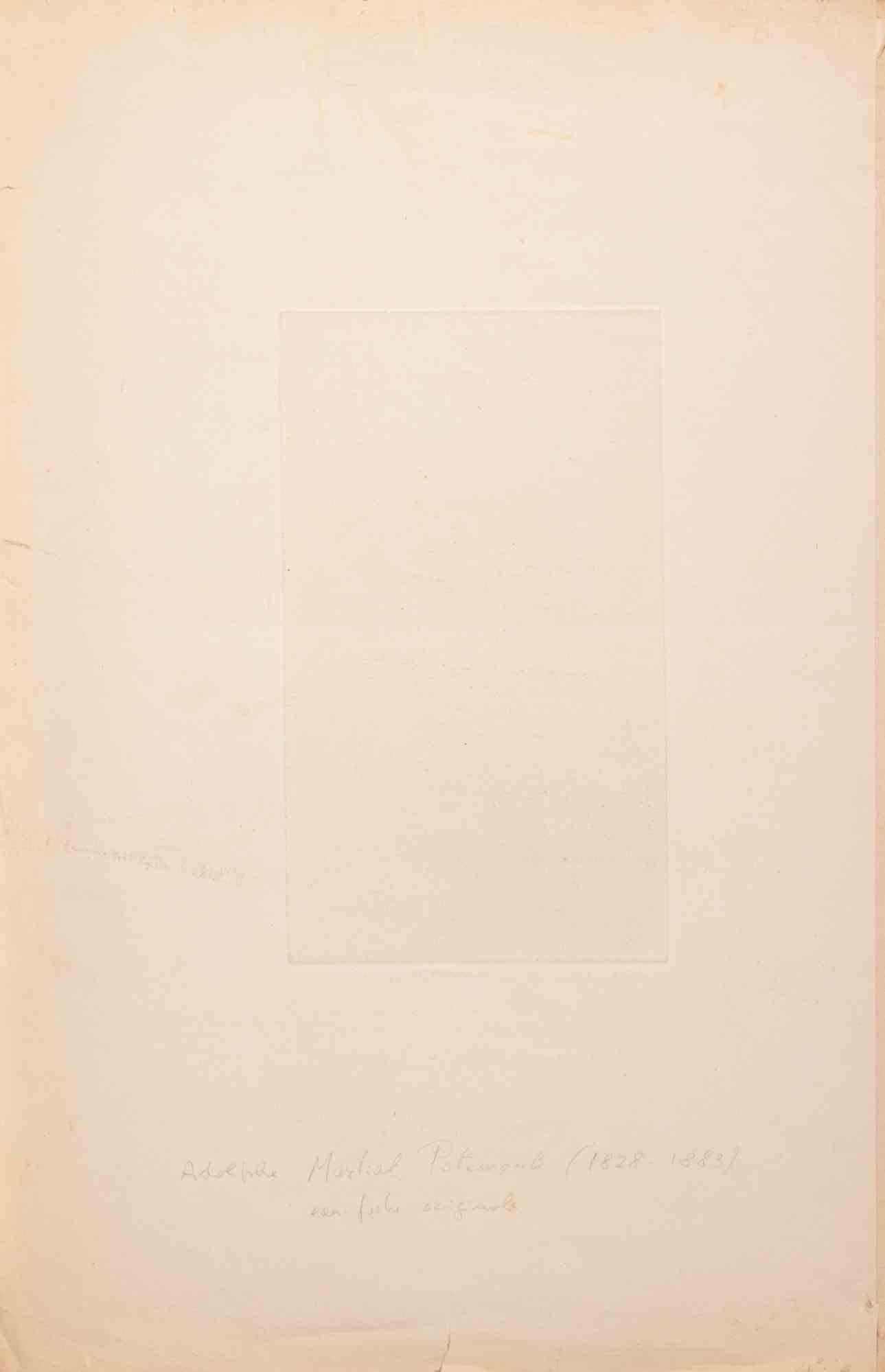 Vue des Célestins - Etching by Adolphe Martial-Potémon - 1864 - Print by Adolphe Martial-Potémont