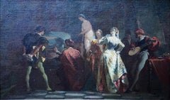 Artista en su estudio - Pintura al óleo figurativa interior de arte francés del siglo XIX