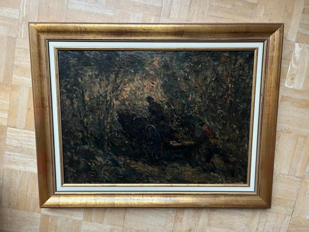 Circle of Adolphe Monticelli Impressionist painting of horse and cart For Sale 2