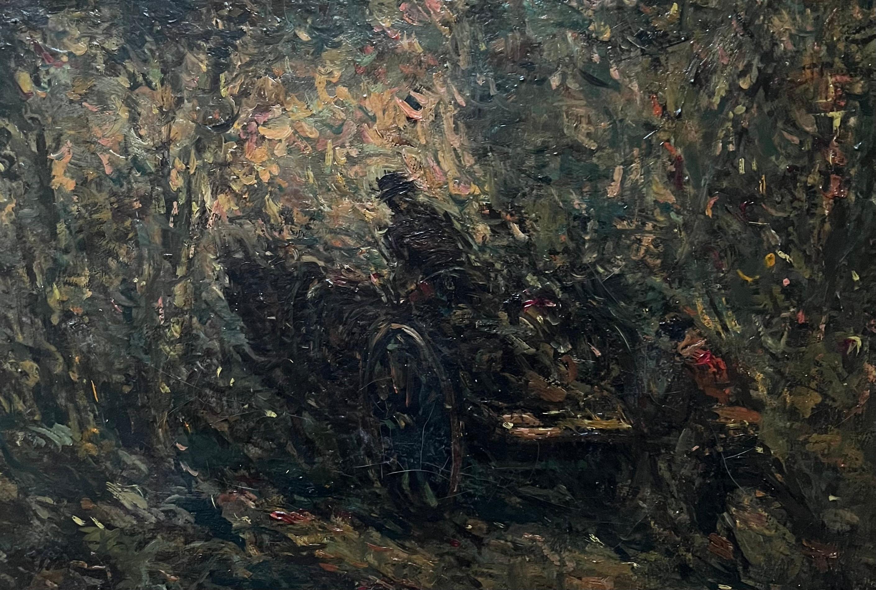 Circle of Adolphe Monticelli Impressionist painting of horse and cart For Sale 3