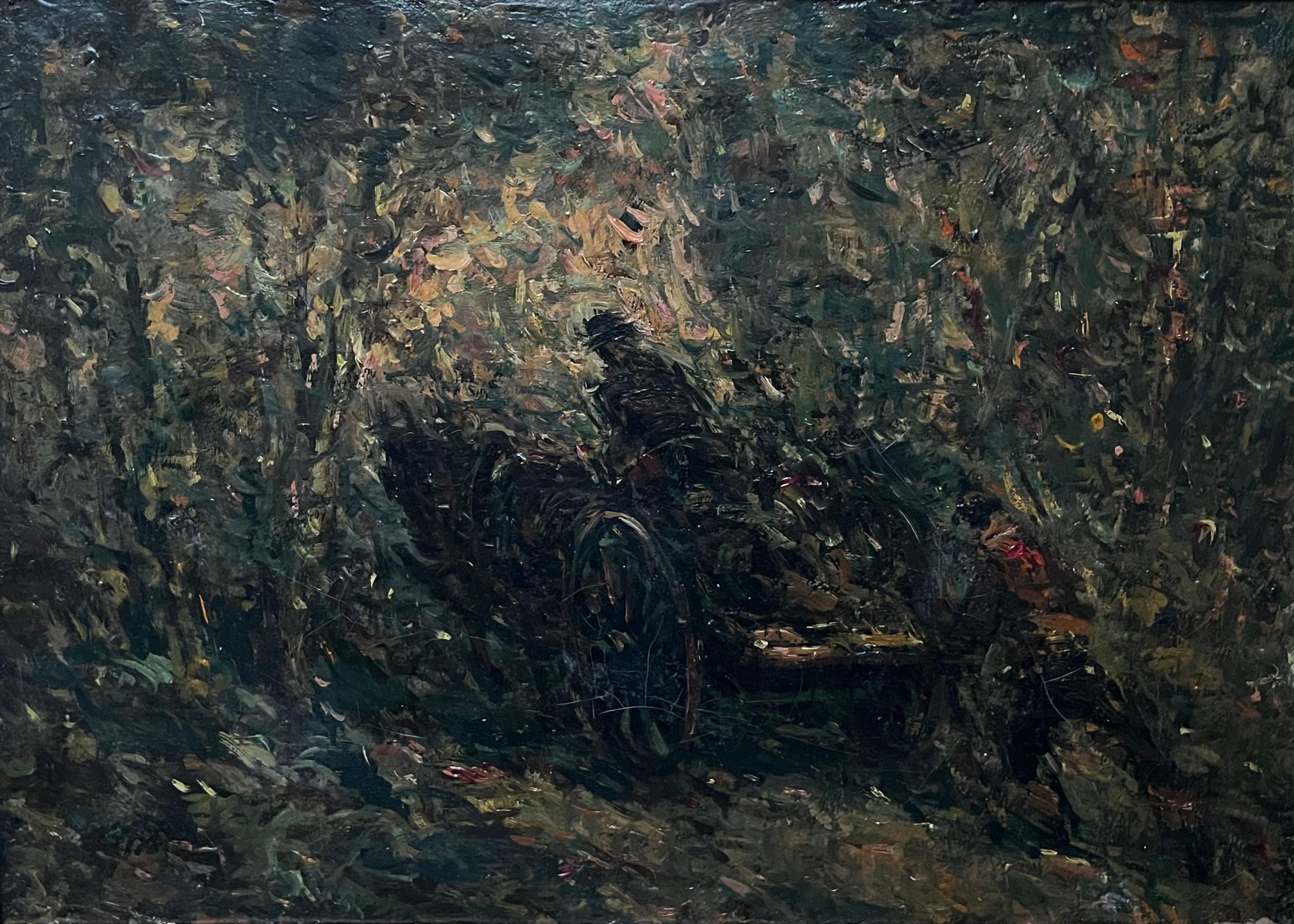 Circle of Adolphe Monticelli Impressionist painting of horse and cart For Sale 4