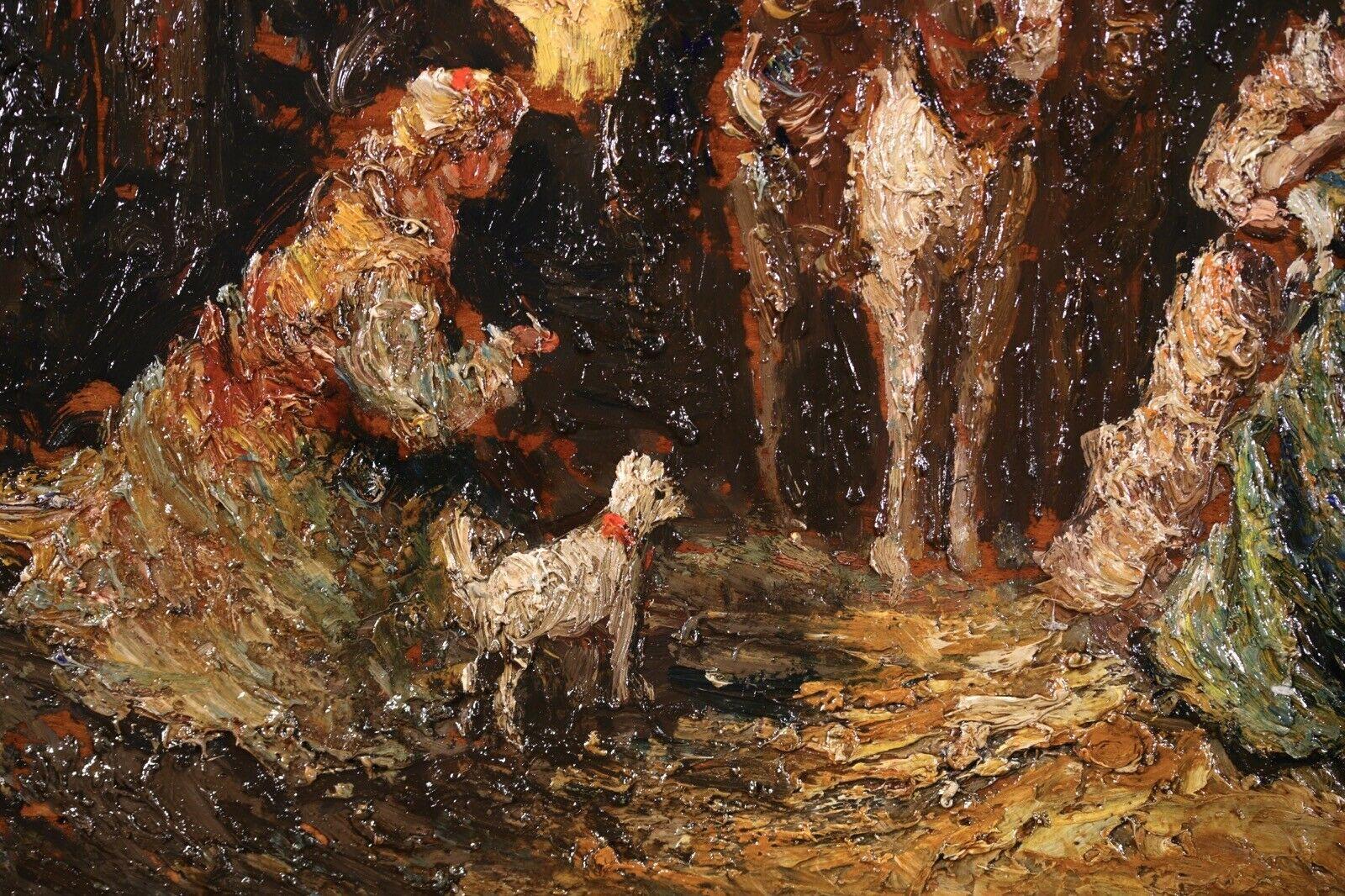 Elégantes avec leur chien - Romantic Painting by Adolphe Monticelli