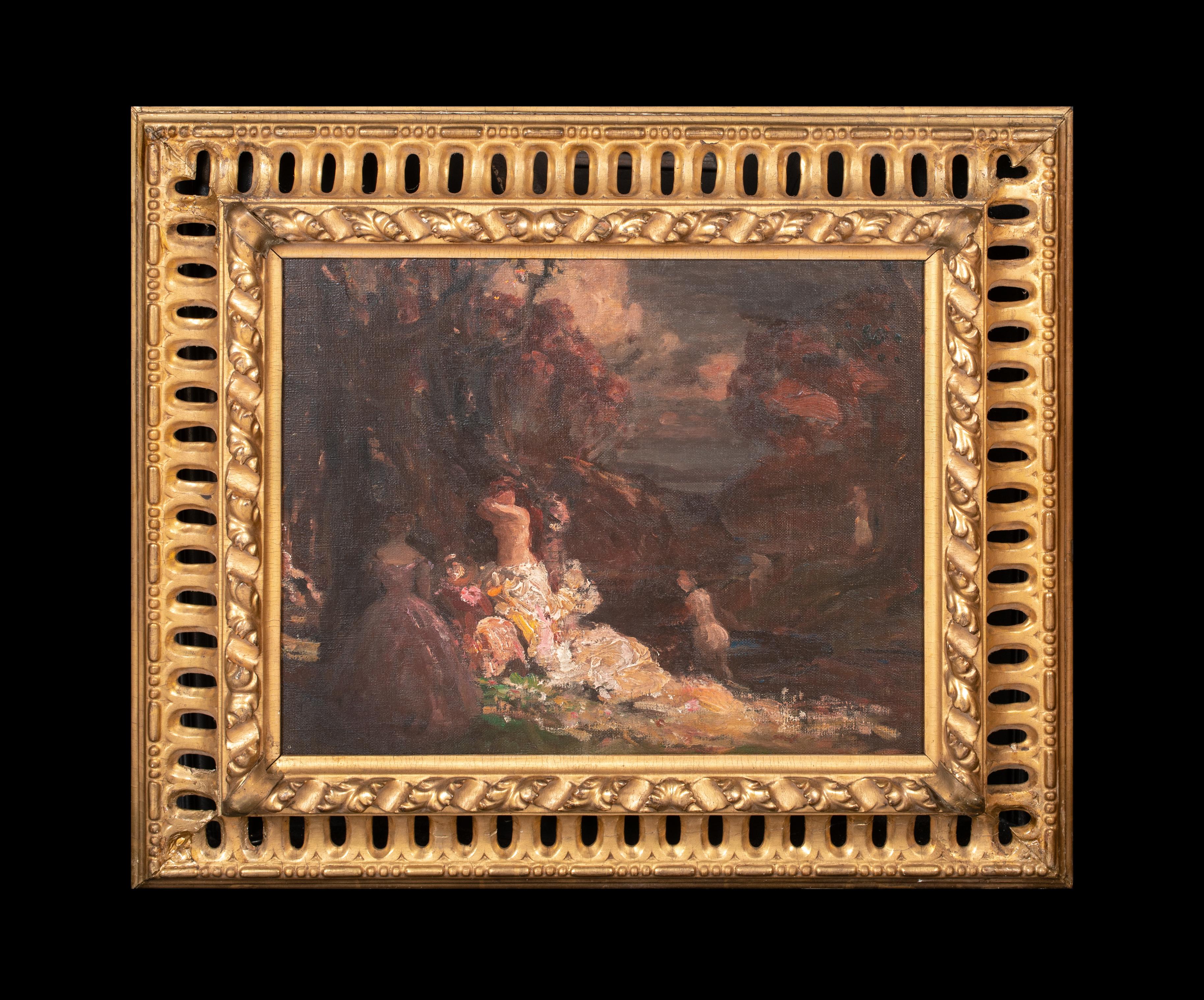 Femme dan les sous-bois, XIXe siècle Adolphe MONTICELLI (1824-1886)  - Painting de Adolphe Monticelli