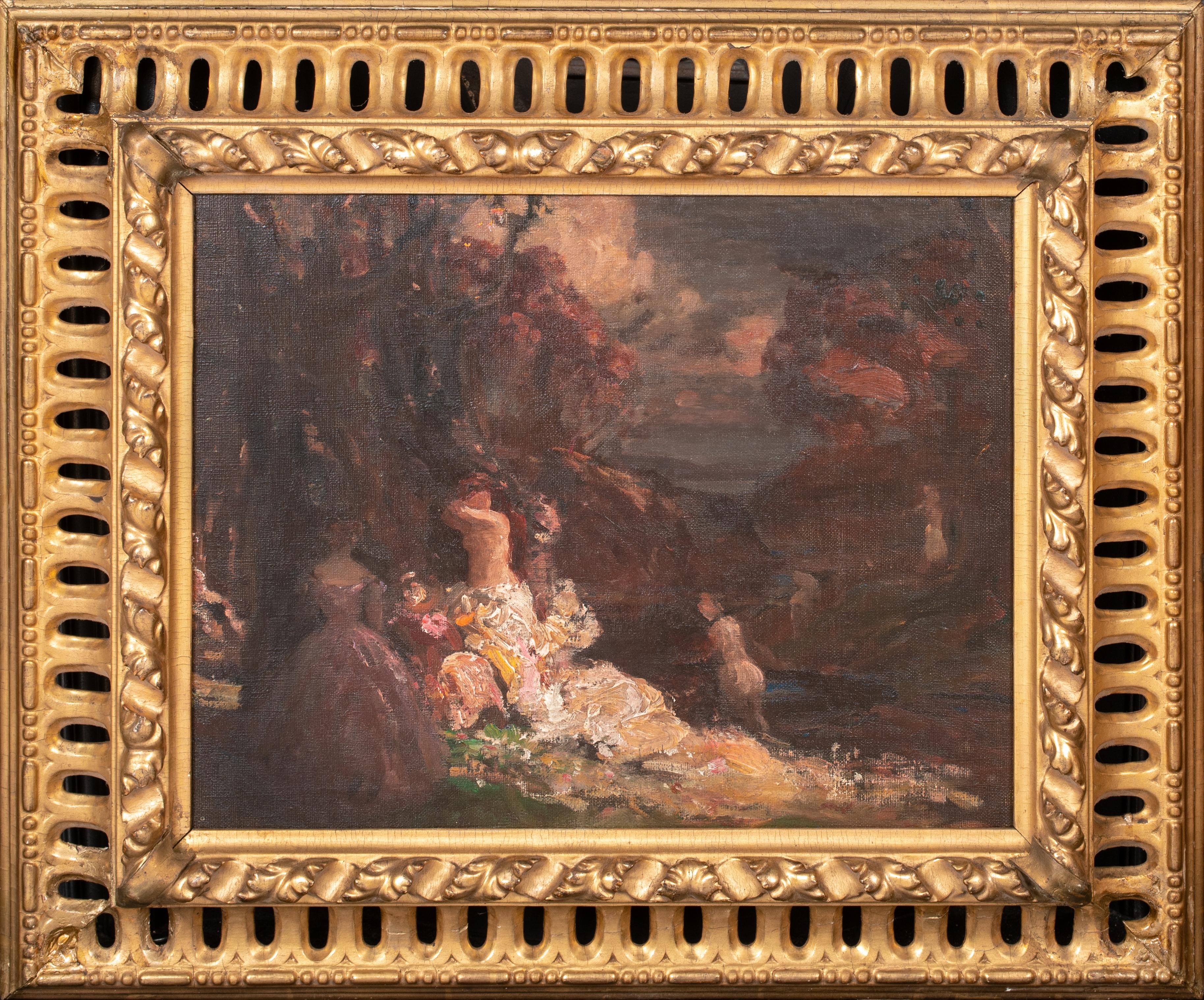 Adolphe Monticelli Nude Painting - Femme dan les sous-bois, 19th Century Adolphe MONTICELLI (1824-1886) 