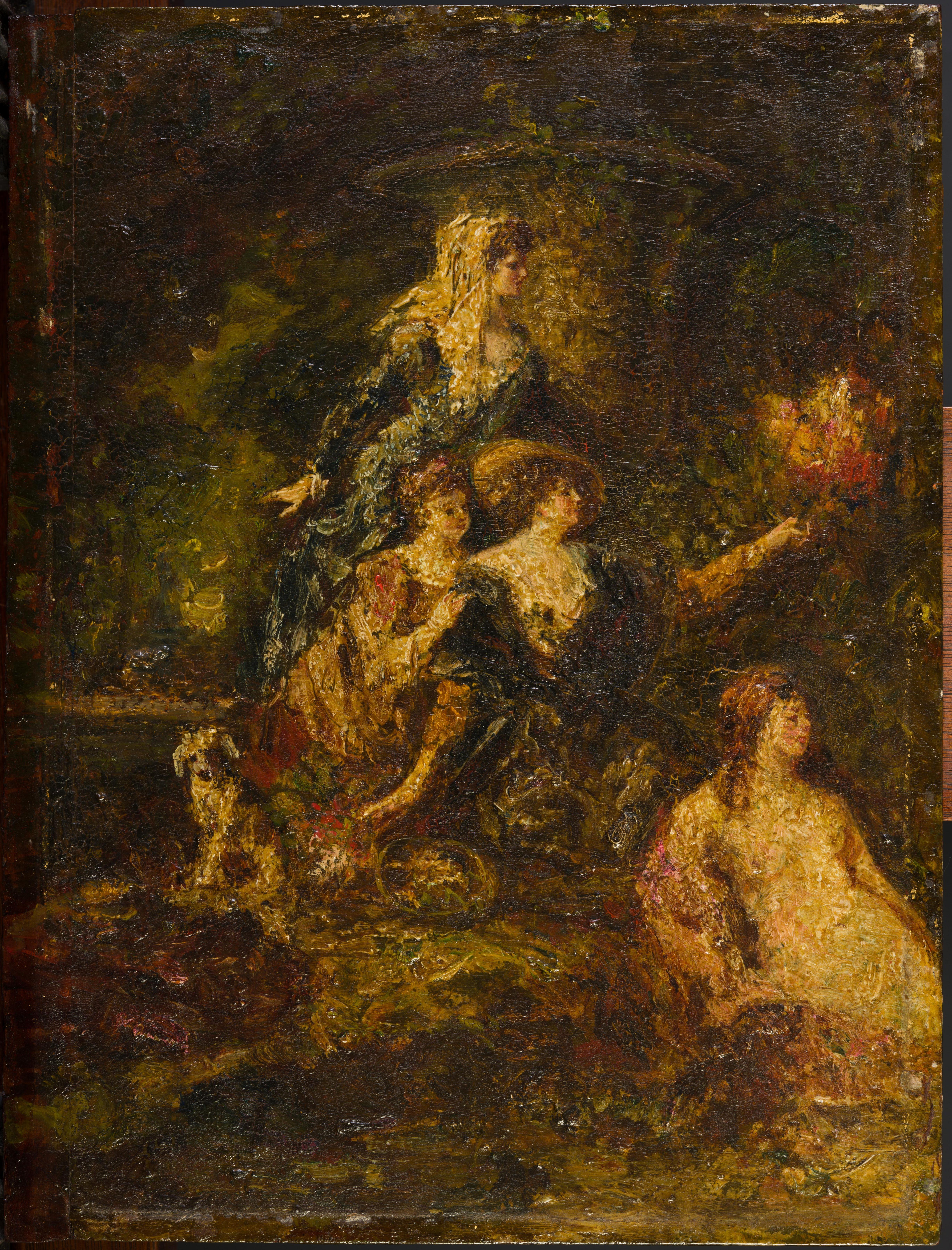 Fiesta Galante - Landscape Painting Marrón de Adolphe Monticelli