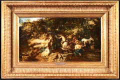 Les Baigneuses - Huile impressionniste, Figures in Landscape d'Adolphe Monticelli