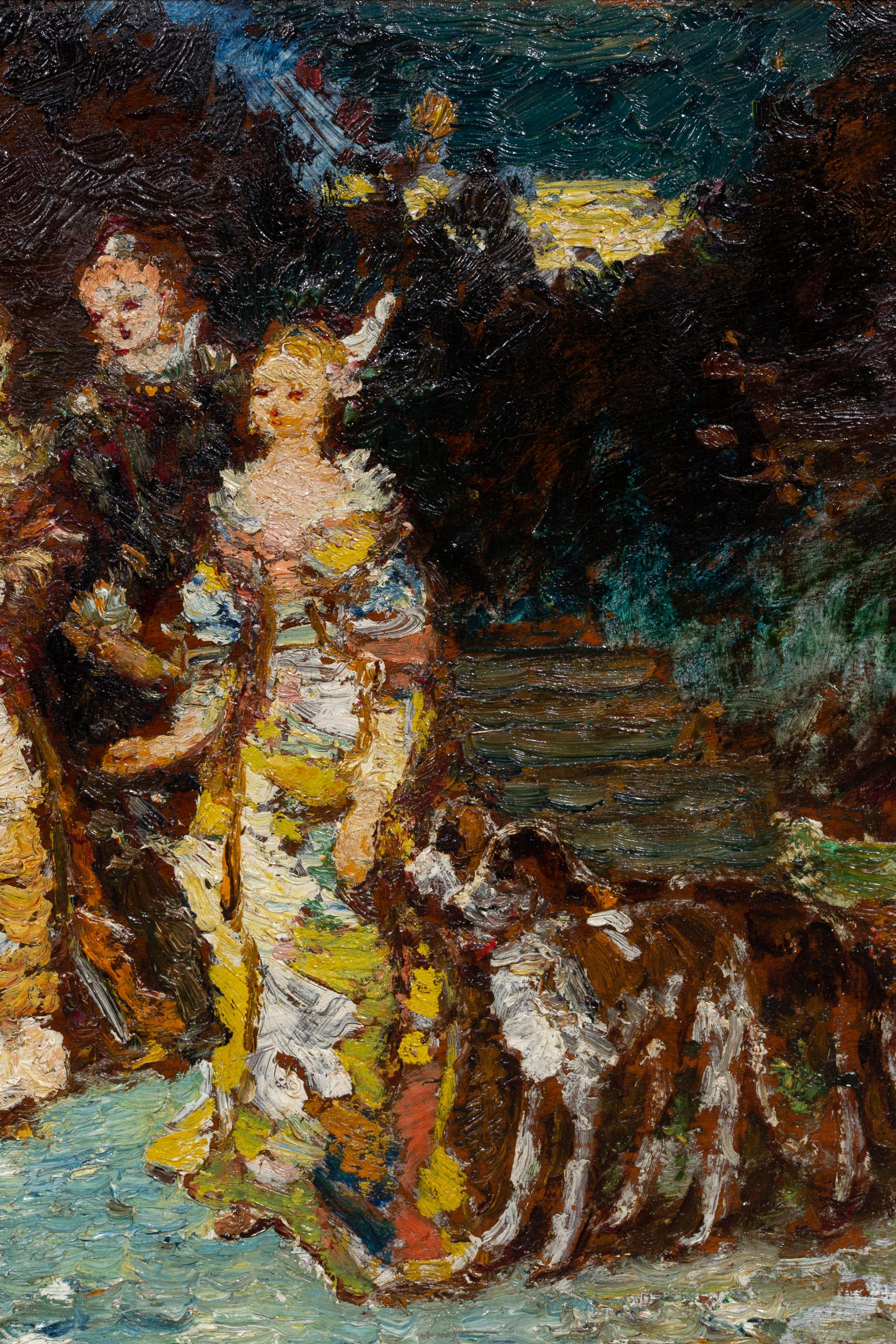 Quatre figures dans un parc
