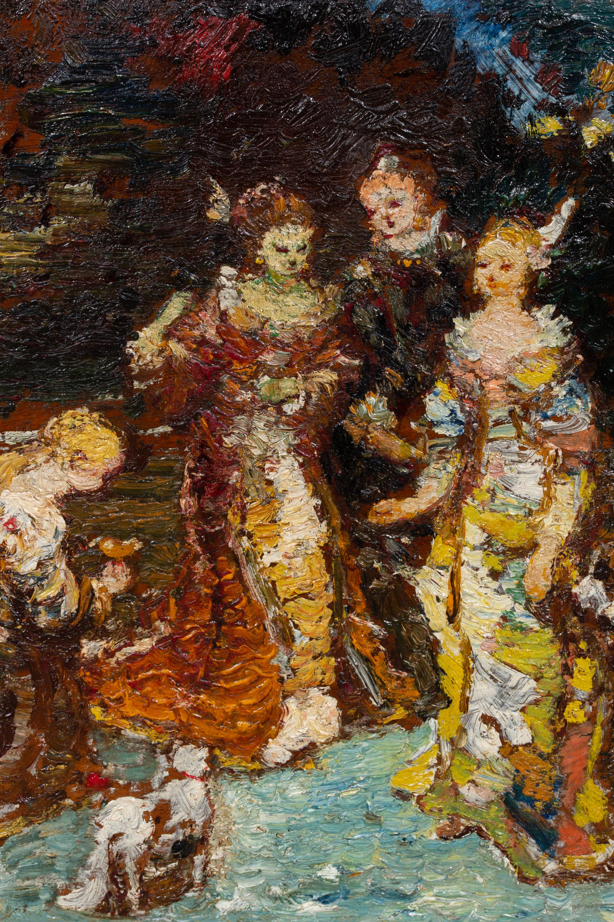 Quatre figures dans un parc