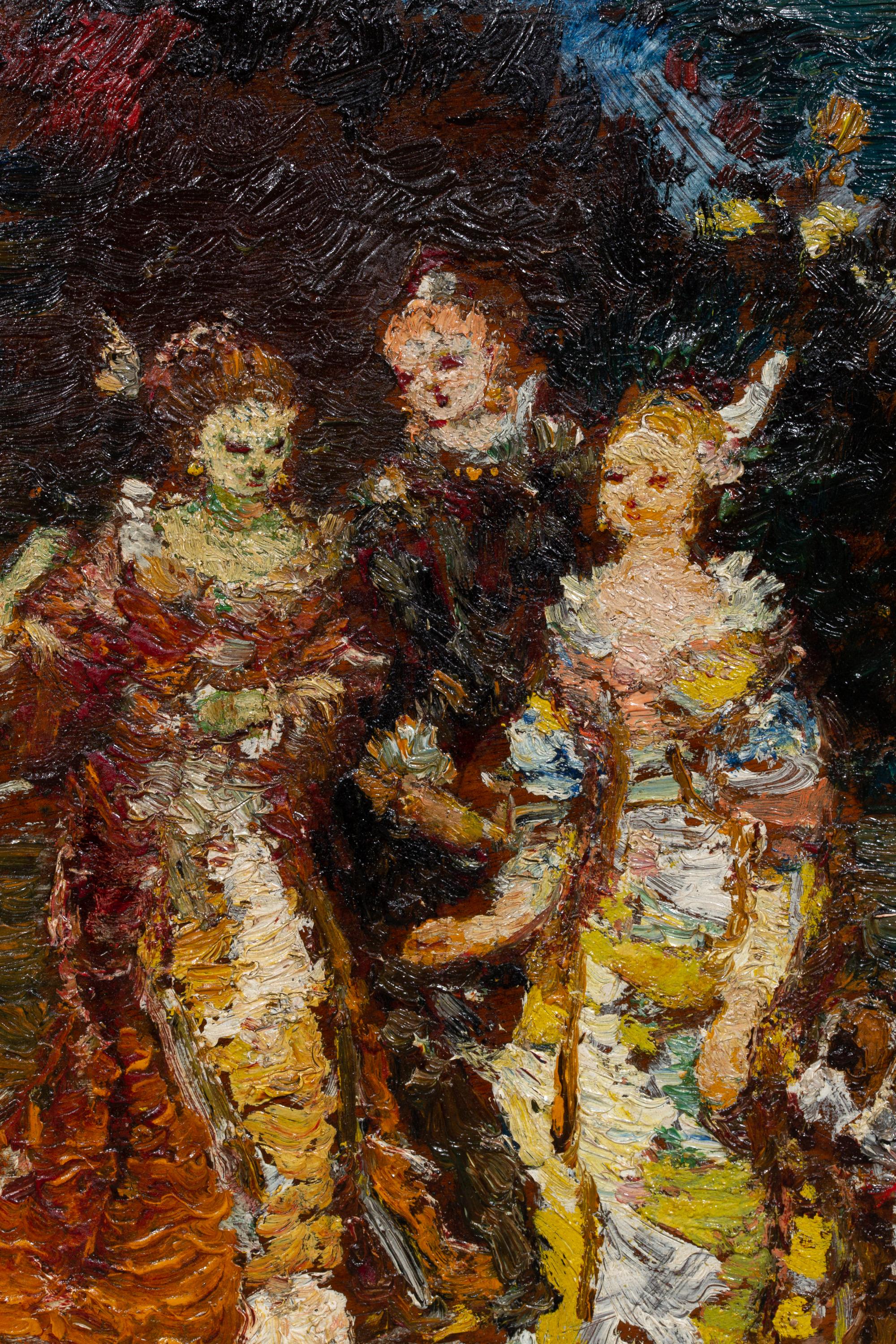 Quatre figures dans un parc