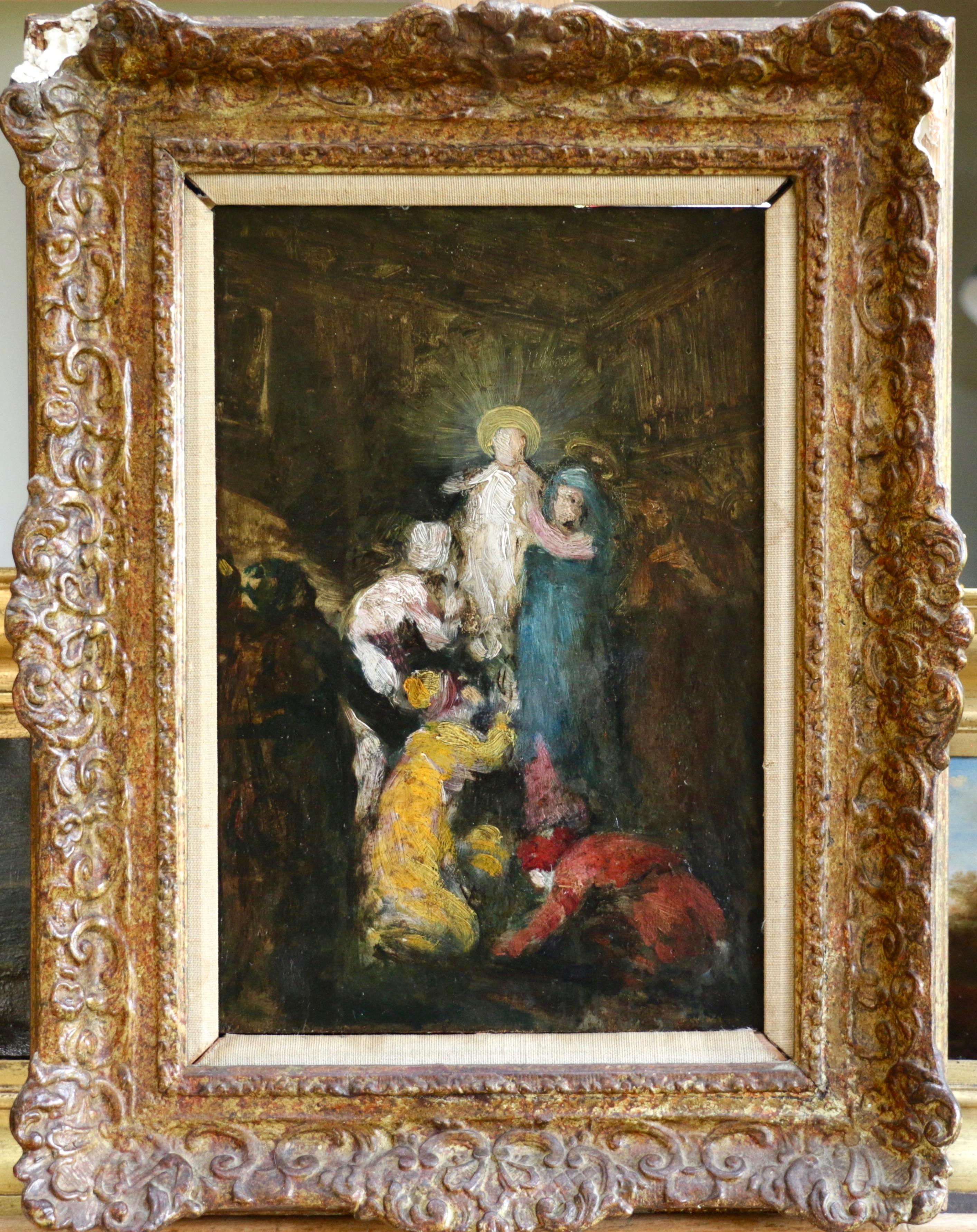 Oil on panel circa 1870. Framed dimensions are 18 inches high by 14 inches wide.

Monticelli entered the Paris studio of Paul Delaroche at the age of 22. His parents initially favoured a career as a pharmacist, but were soon convinced of his