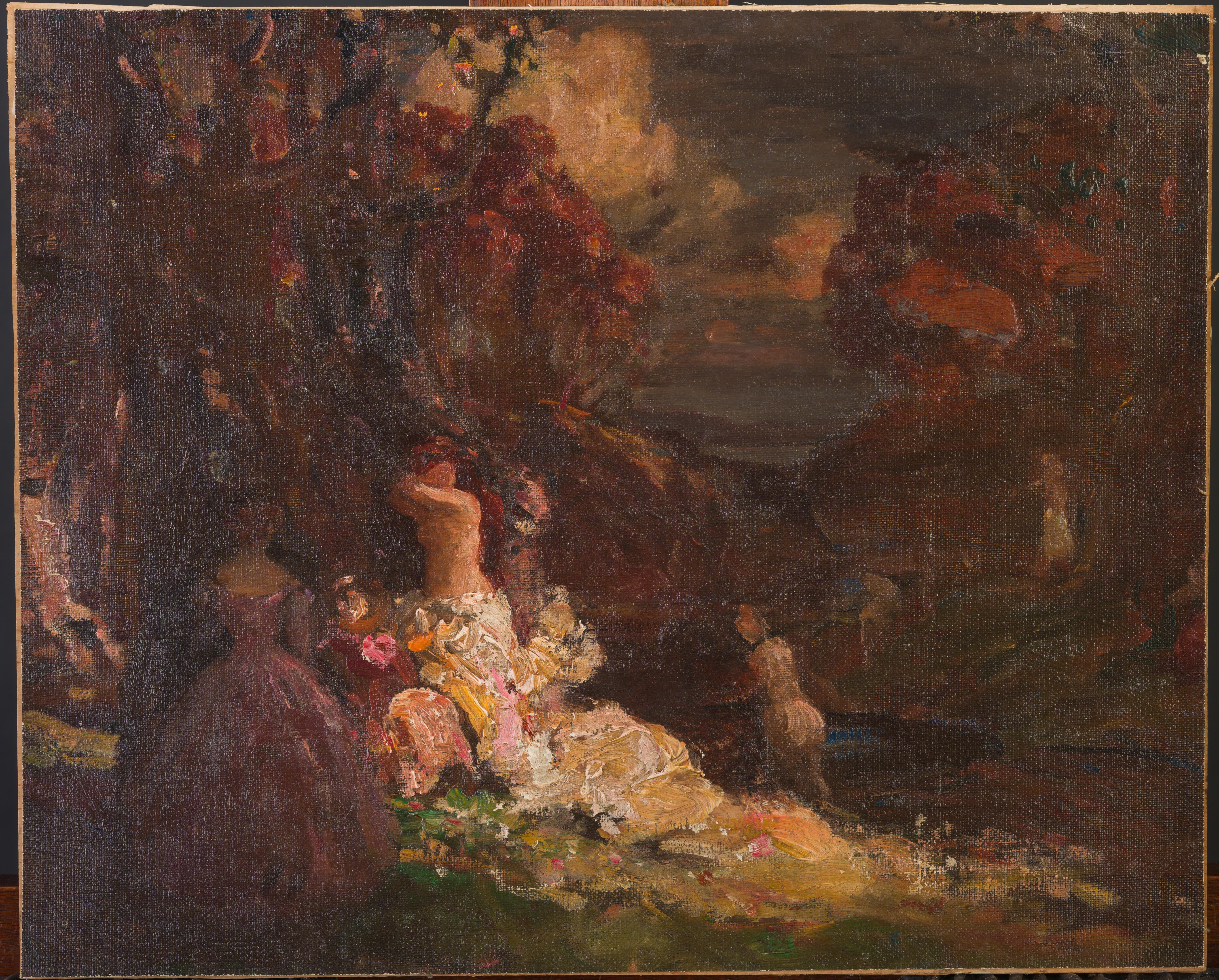 Die Badenden   (  Les Bagneuses  ) (Braun), Landscape Painting, von Adolphe Monticelli