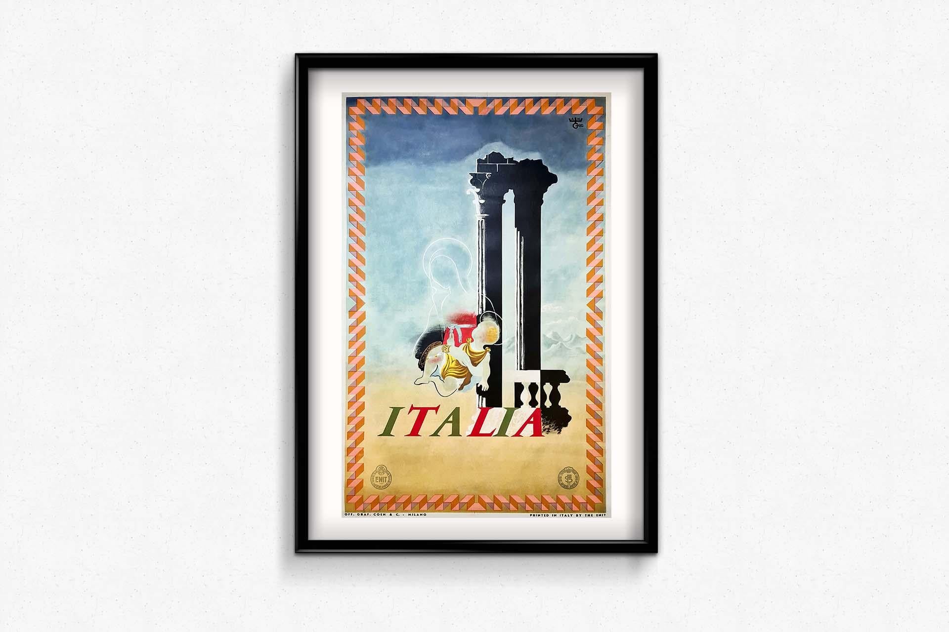 Affiche originale de voyage « Italie » conçue par A.M. Cassandre en 1936 1