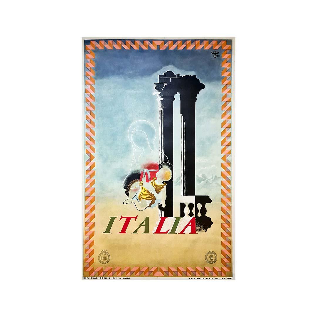 "Italia" travel original poster designed by A.M. Cassandre in 1936 - Print by Adolphe Mouron Cassandre