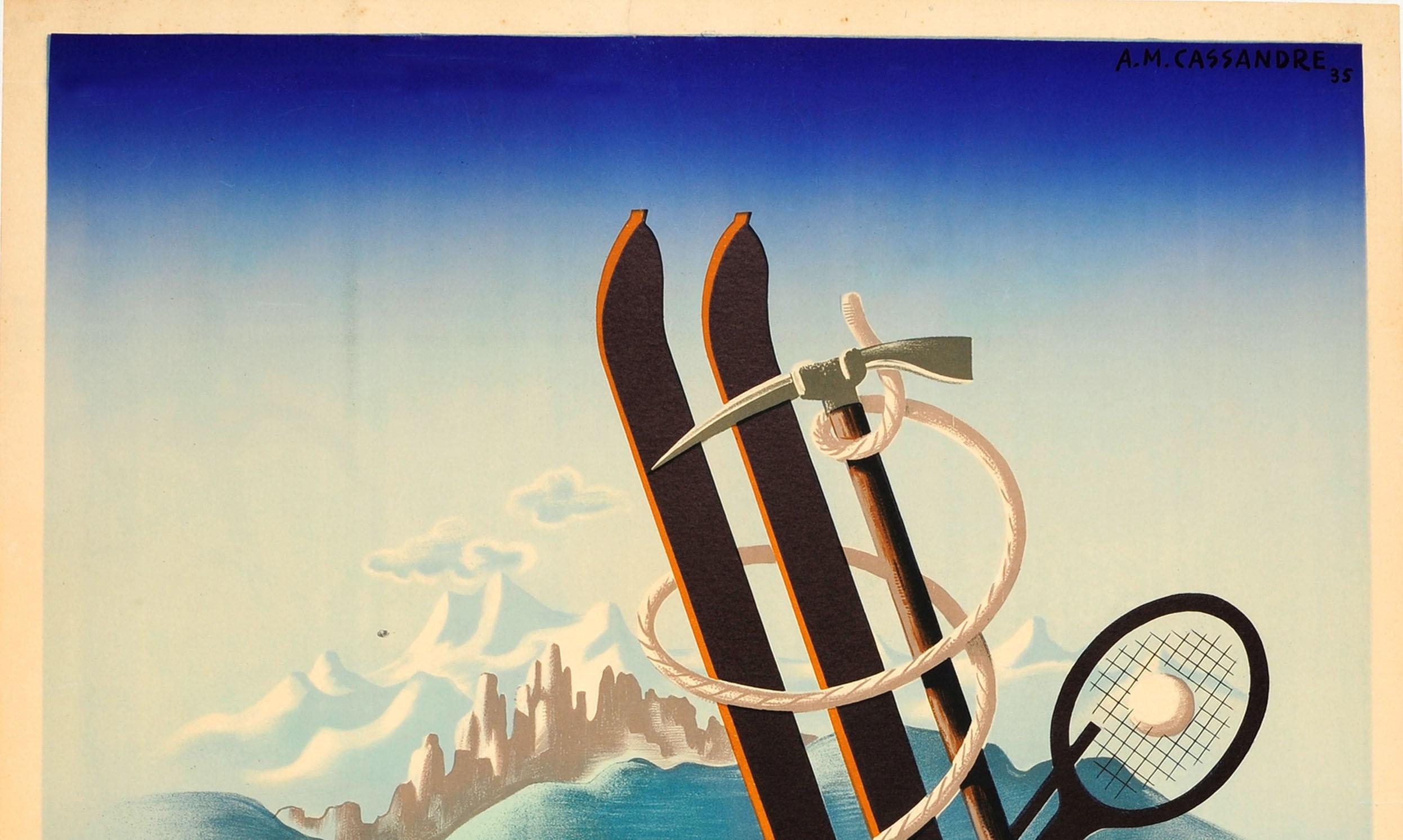 Poster di viaggio ENIT originale d'epoca di Cassandre Italia Terra ideale per tutti gli sport - Print di Adolphe Mouron Cassandre