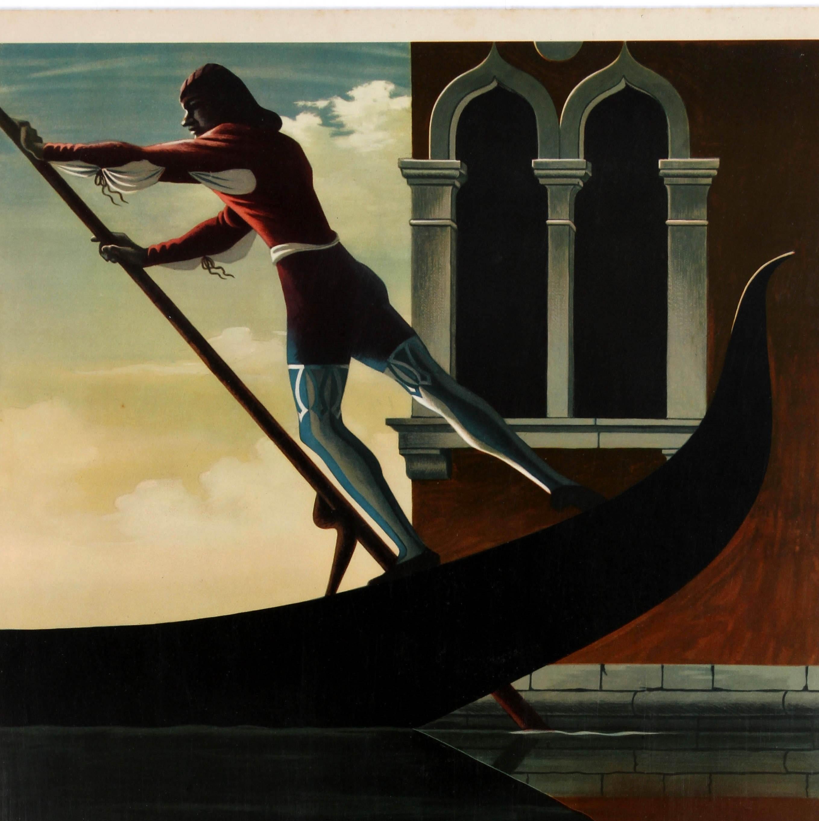 Original Vintage Iconic ENIT Travel Poster By Cassandre Venice Venezia Gondola - Print by Adolphe Mouron Cassandre