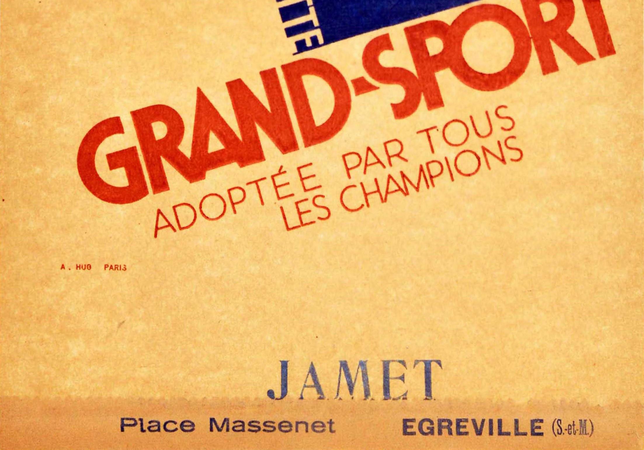 Original Vintage-Papierregal, Werbeplakat „Grand Sport Cap La Casquette Champions“ (Art déco), Print, von Adolphe Mouron Cassandre