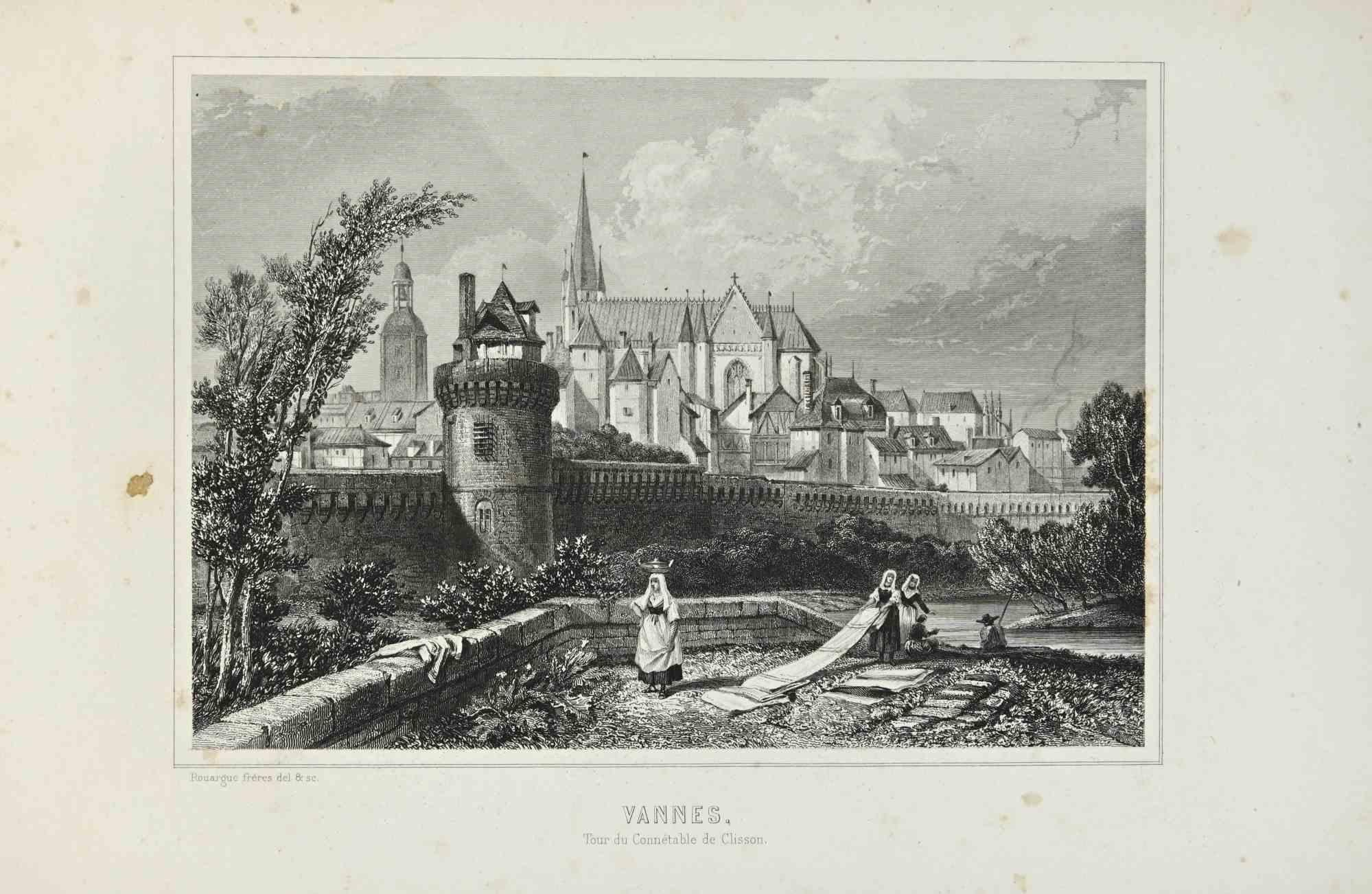 Vannes is a print on paper realized by Adolphe Rouargue (French 1810-1884)in the mid 19th Century.

Signed on the plate and titled.

VANNES: LAUNDRY WOMEN under the TOWER of the CONSTABLE of CLISSON in the 19th century

Lithograph engraving.

Good