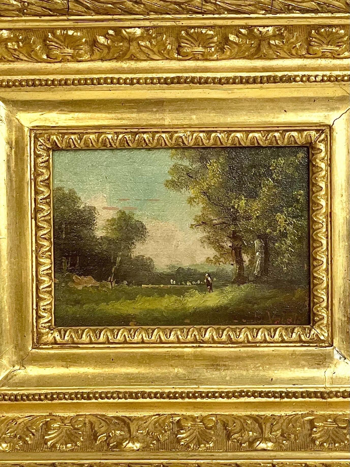 Adolphe Valette, Kleine Landschaft Öl auf Platte, Ende 19. (Französisch) im Angebot