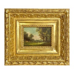 Adolphe Valette, Kleine Landschaft Öl auf Platte, Ende 19.