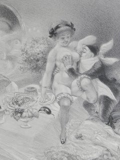 Adolphe Willette Lithograph Original Hand Signed Seven Deadly Sins Erotic Nude