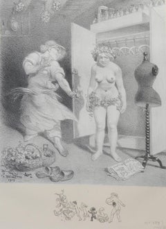 Adolphe Willette Lithograph Original Hand Signed Seven Deadly Sins Erotic Nude